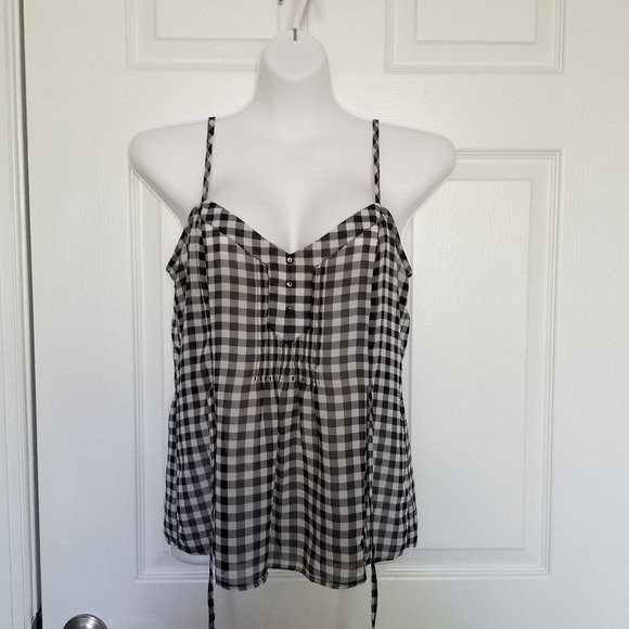 American Rag sheer checkered tank top Size Small - Picture 2 of 5